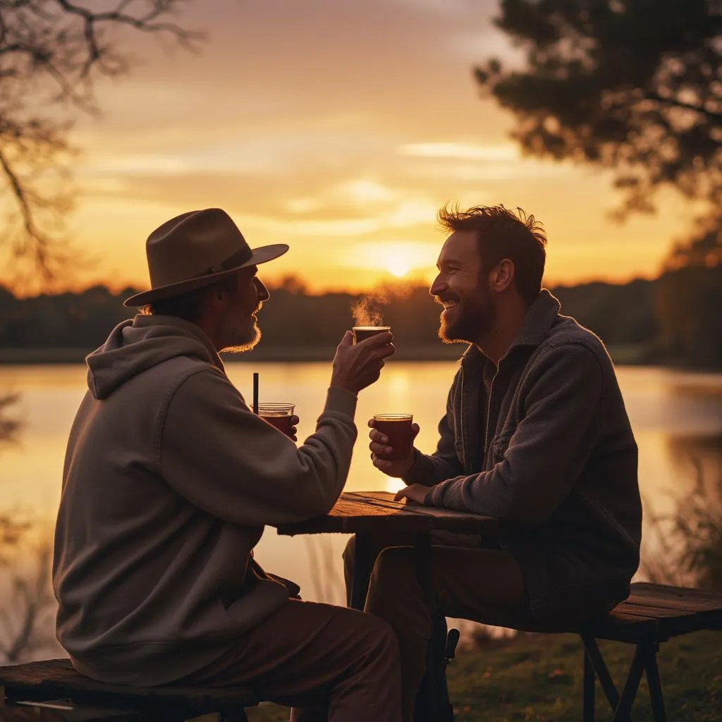 Pareja disfrutando de mate en la Patagonia